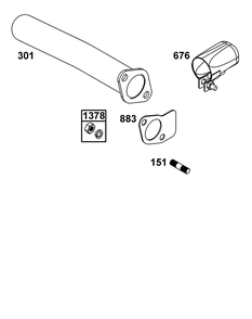Exhaust Group Diagram and Parts List for 261D05-0002-01 200000 - 399999 Briggs and Stratton Engine